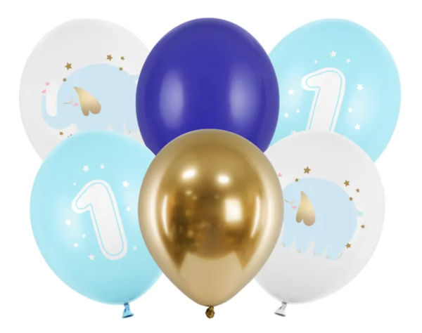 Latexballons - 1. Geburtstag Elefanten, Junge - je ø 30cm